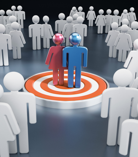 icones de personnages au milieu d'une cible