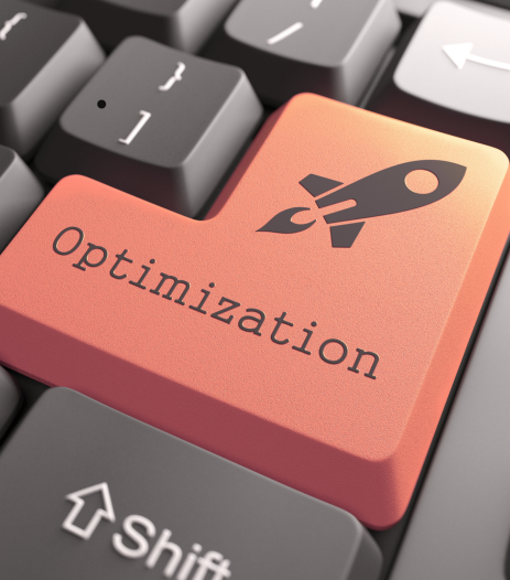 touche clavier orange avec écrit optimization