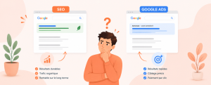 SEO ou Google Ads illustration comparative entre référencement naturel et publicité en ligne pour choisir la meilleure stratégie